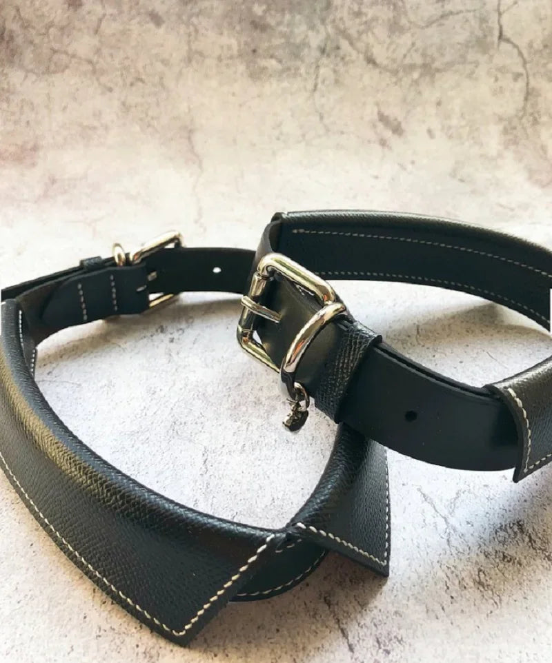 Real Leather Dog Collar Lizard Pattern Pet Puppy Harness Dog Collar and Leash Set