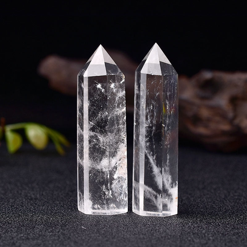 Natural Crystal Clear Quartz Transparency Quartz Point Healing Stone Hexagonal Prisms 50-80mm Obelisk Wand Stone Home Decor 1PC - Mariah´s Spiritual Treats