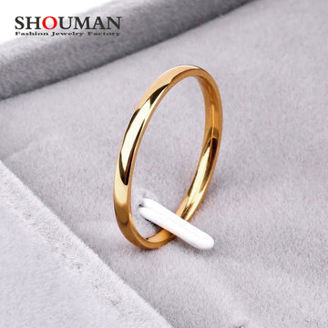 SHOUMAN 2020 2mm Thin Rose Gold Anti-Allergy Smooth Simple Titanium Steel Wedding Rings for Women  Valentine's Day Present - Mariah´s Spiritual Treats