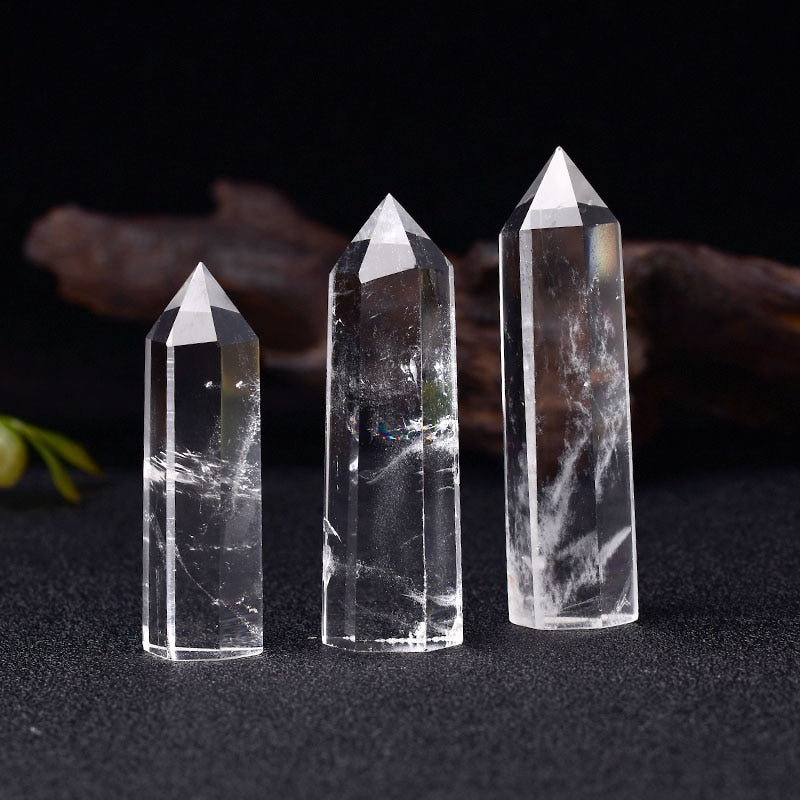 Natural Crystal Clear Quartz Transparency Quartz Point Healing Stone Hexagonal Prisms 50-80mm Obelisk Wand Stone Home Decor 1PC - Mariah´s Spiritual Treats