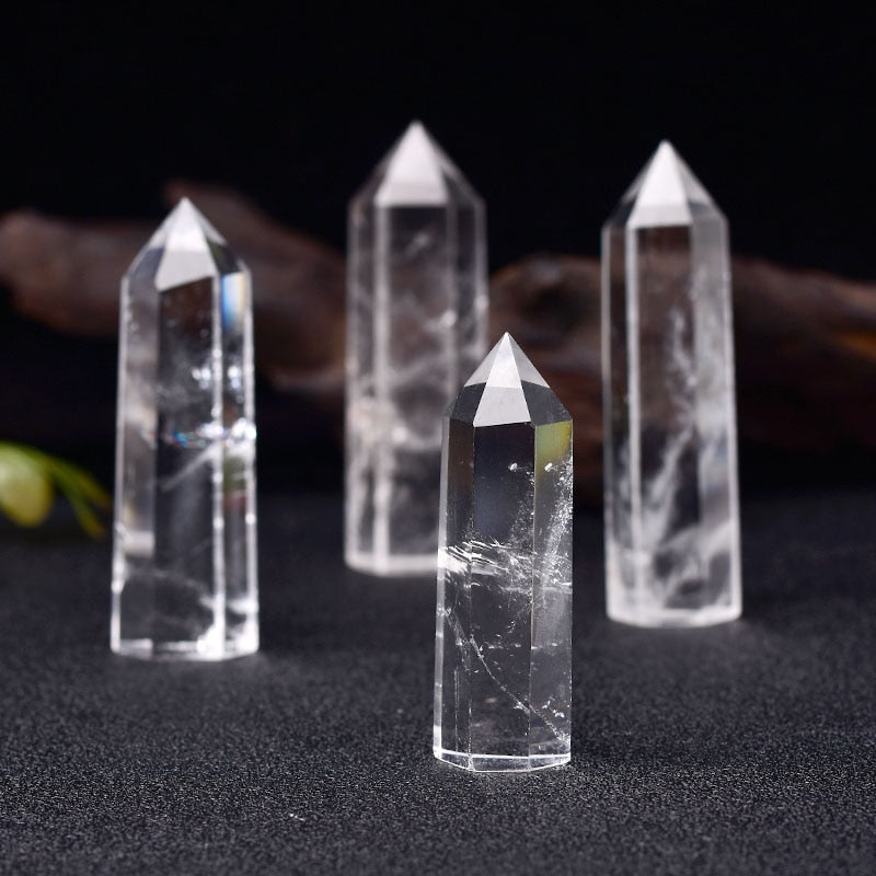 Natural Crystal Clear Quartz Transparency Quartz Point Healing Stone Hexagonal Prisms 50-80mm Obelisk Wand Stone Home Decor 1PC - Mariah´s Spiritual Treats