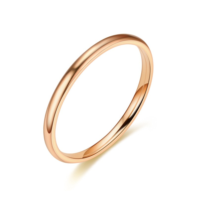 SHOUMAN 2020 2mm Thin Rose Gold Anti-Allergy Smooth Simple Titanium Steel Wedding Rings for Women  Valentine's Day Present - Mariah´s Spiritual Treats