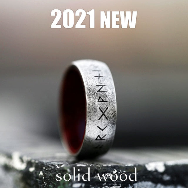 Cool Rune Rings, Stainless Steel / Solid Wood - Mariah´s Spiritual Treats