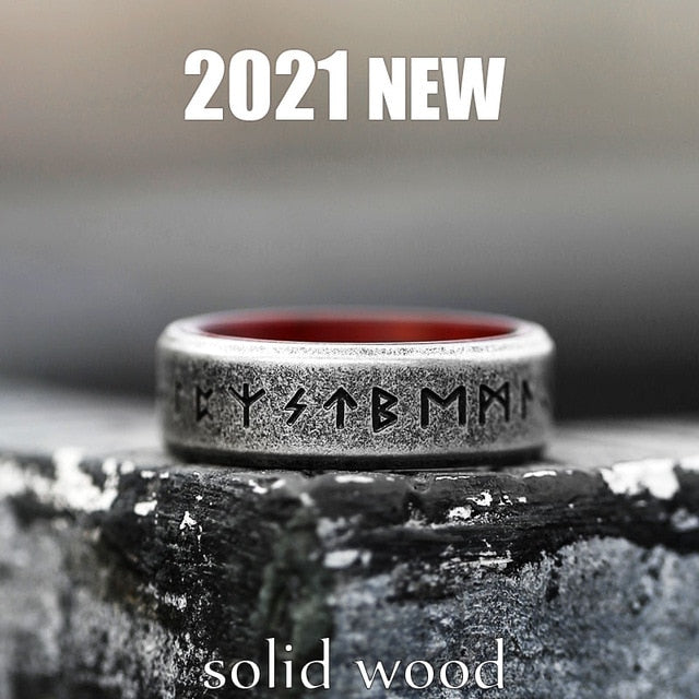 Cool Rune Rings, Stainless Steel / Solid Wood - Mariah´s Spiritual Treats